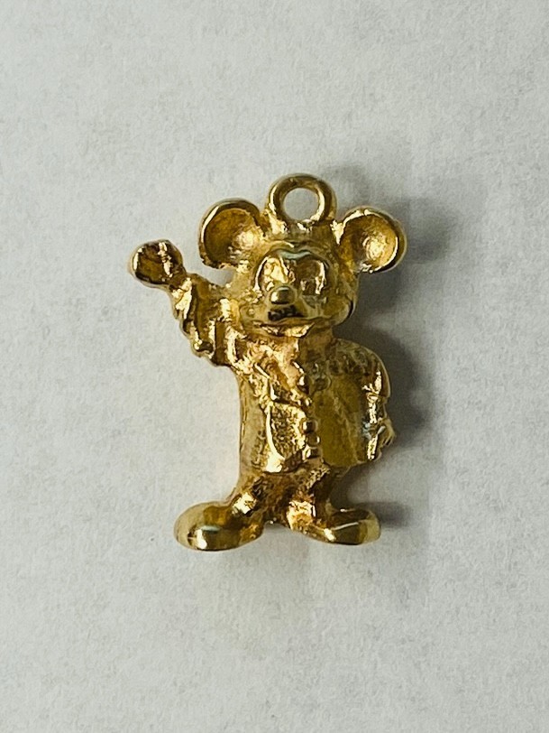 Vintage mid-century 14k yellow gold Disney charm/pendant features Micky Mouse