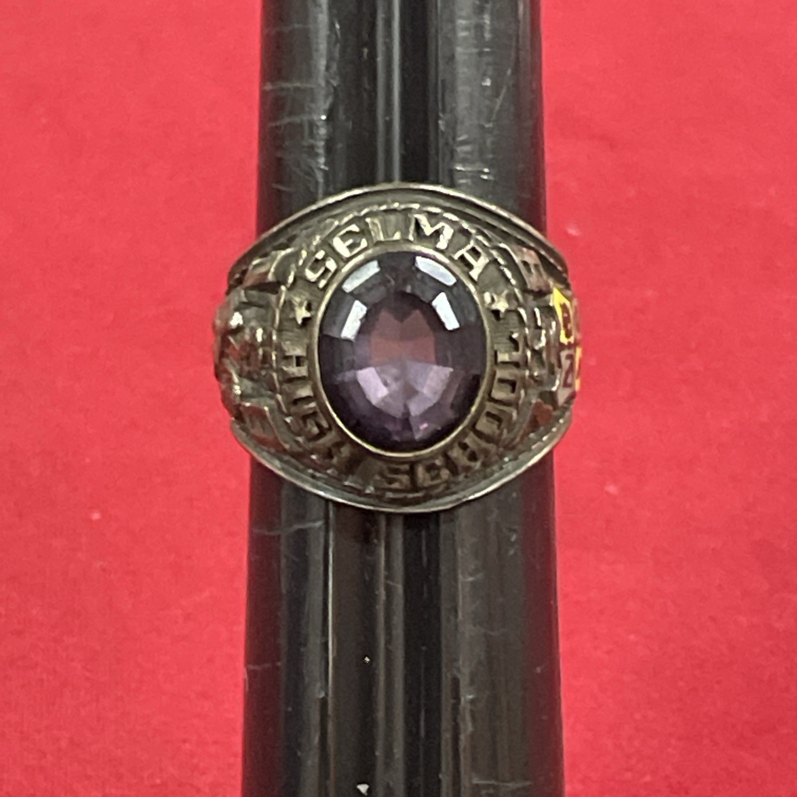 Vintage 1978 Selma High School Knights Of Pythias Purple Stone Class Ring Size 9