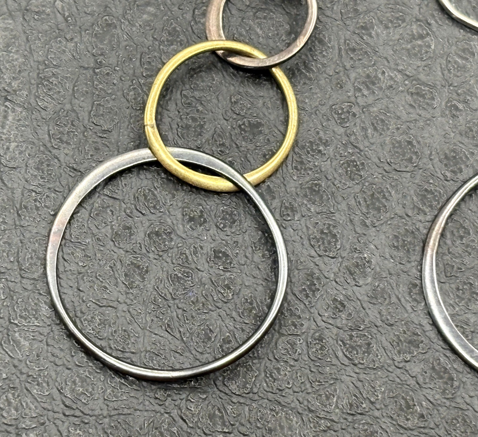 Sterling Silver Mixed Metal Try Color Interlocking Circle Dangle Drop Earrings