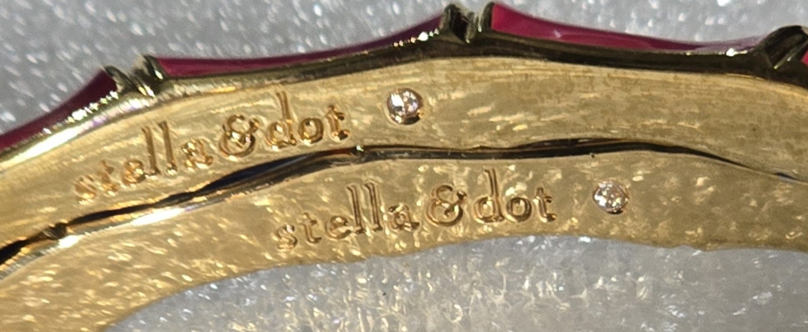 Vintage signed STELLA & DOT Navy Blue & Pink Bangle Bracelets Set