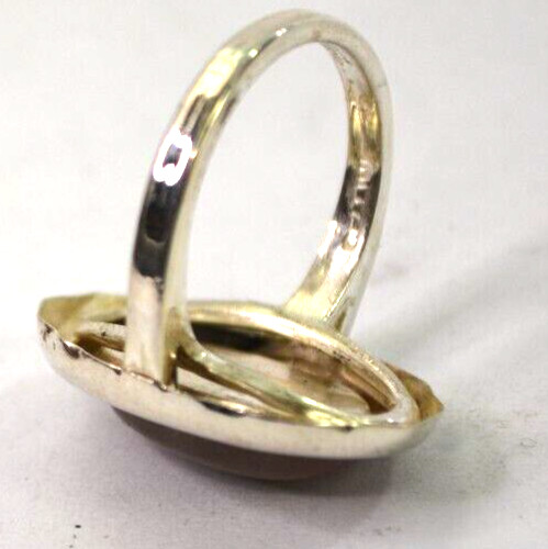 Cute Ladies Rose Quartz Cabochon Ring Sterling Silver sz 6.75