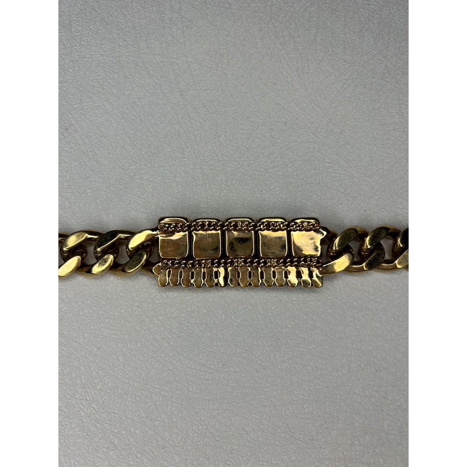Coach Gold-Tone Curb Chain Bracelet with Fuchsia and Red Rhinestones