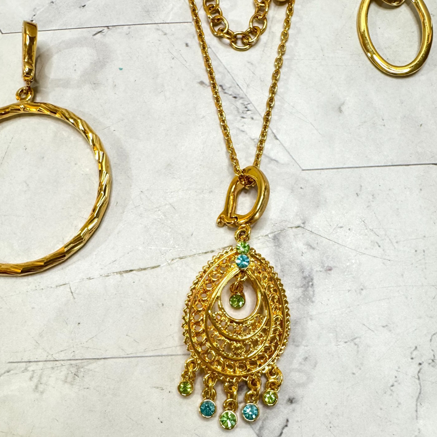 Vtg Joan Rivers Classics Collection Necklace Earrings Interchangeable Gold Tone