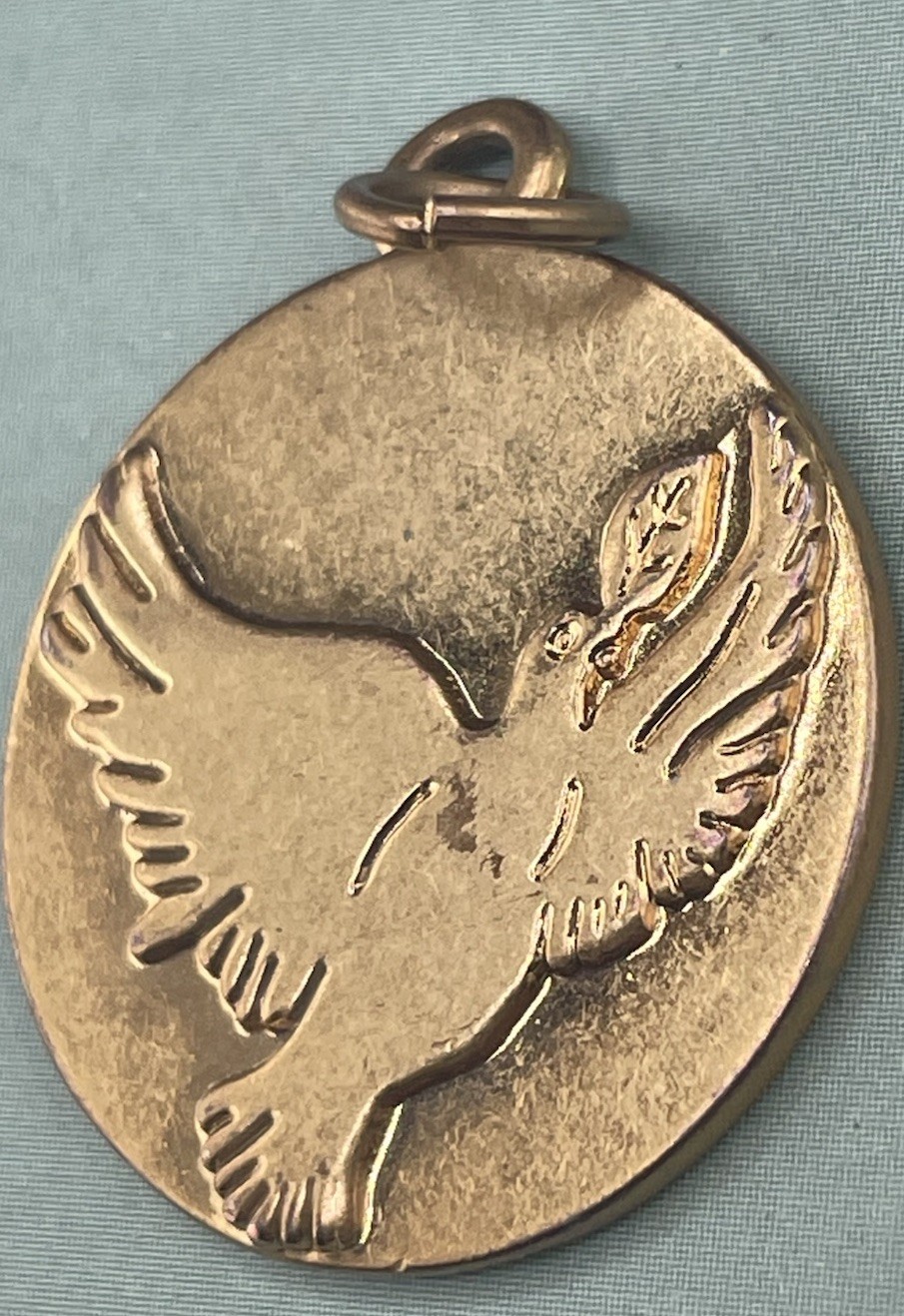 Vintage Dove Of Peace Ying Yang Medallion Double Sided Pendant Rare
