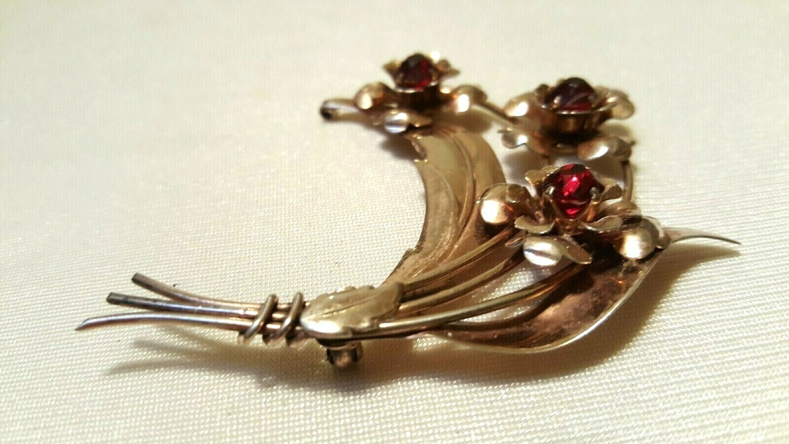 Antique 1930’s-1950’s Harry Iskin Sterling Gold Washed Flower Brooch Pin