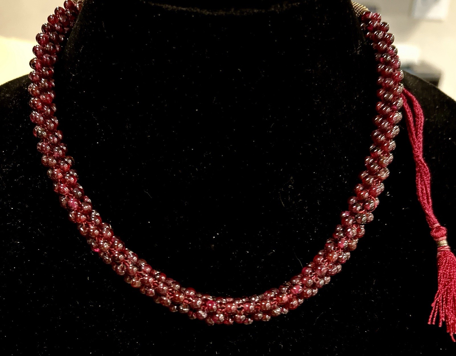 VTG CZECH Bohemisn Hand Made GARNET Rope NECKLACE