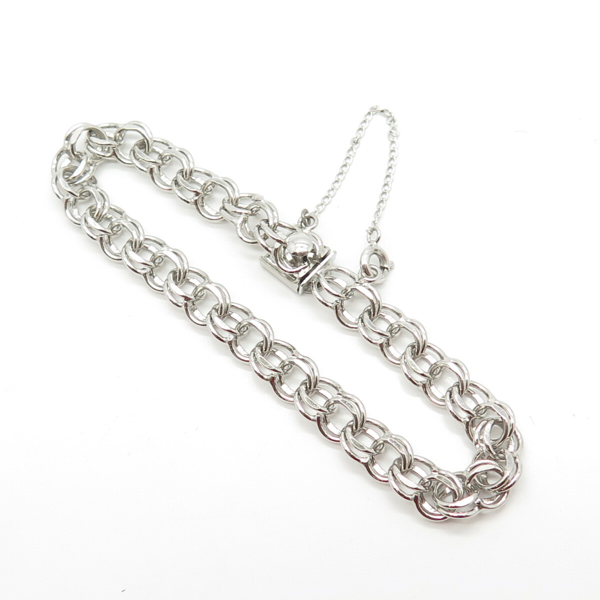 925 Sterling Silver Vintage BEAU Double Rope Link Bracelet 6.5″