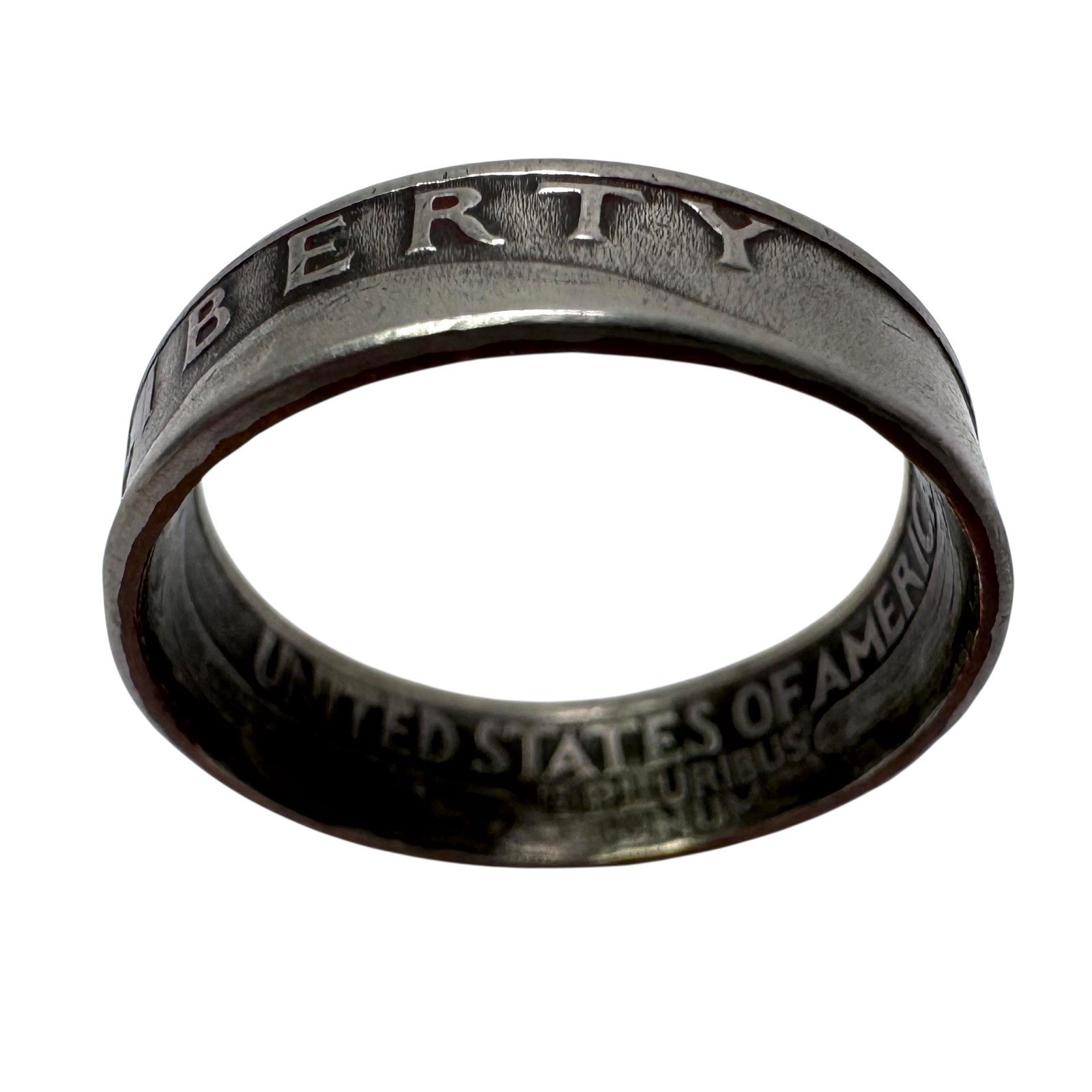 Vintage 1978 US Quarter Coin Ring Silver Tone Narrow Band Handmade Jewelry 9