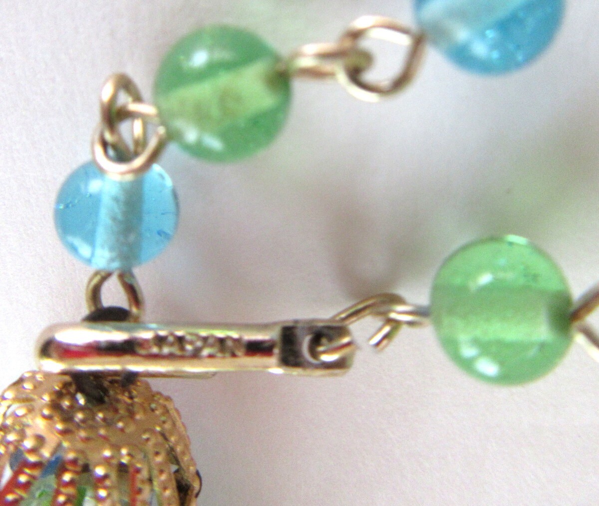Vintage Blue & green beaded necklace & clip on cluster earrings set – Japan MCM