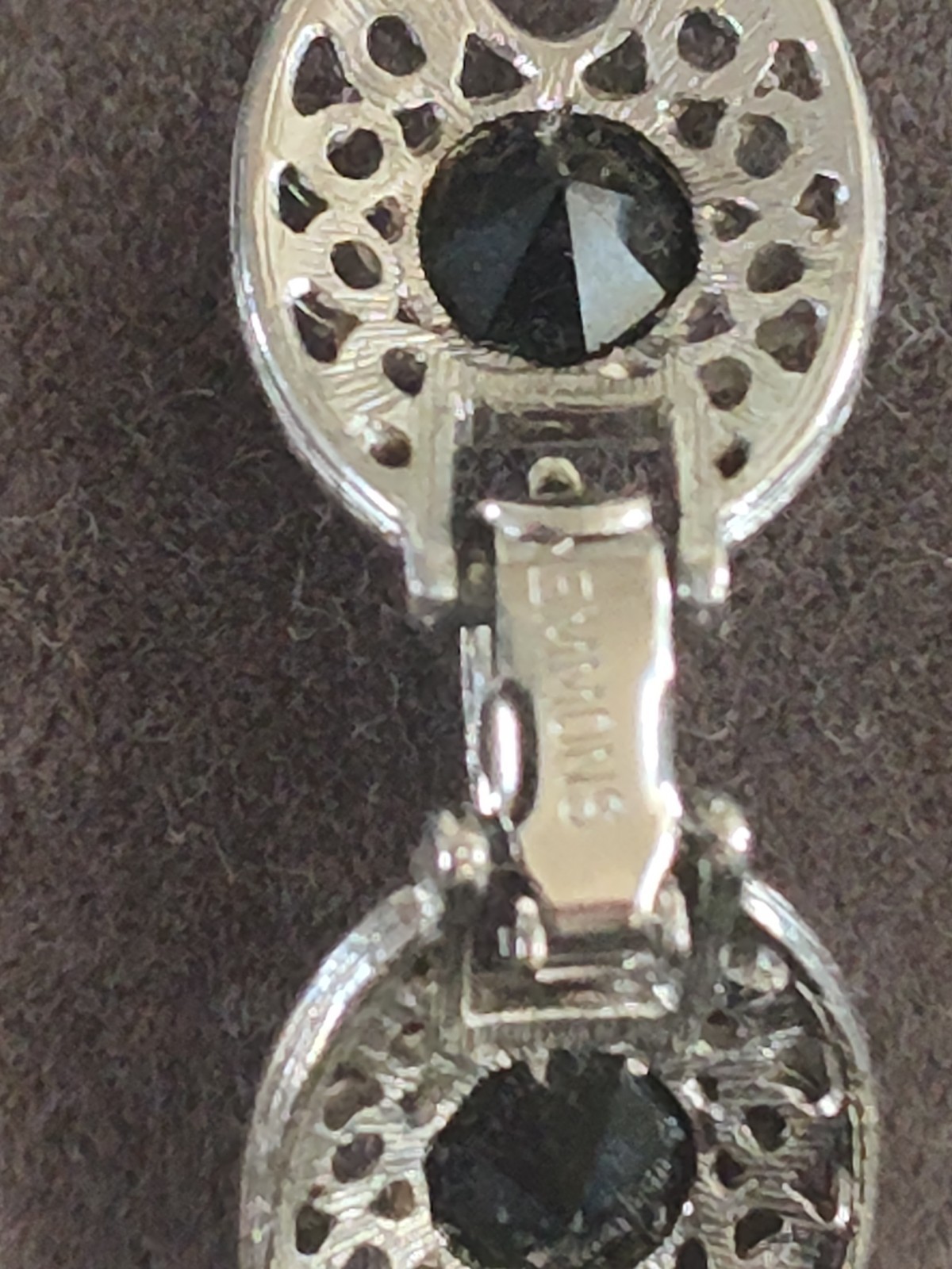Vintage EMMONS Silver Tone Bracelet with Black Faceted Crystals 7 inches