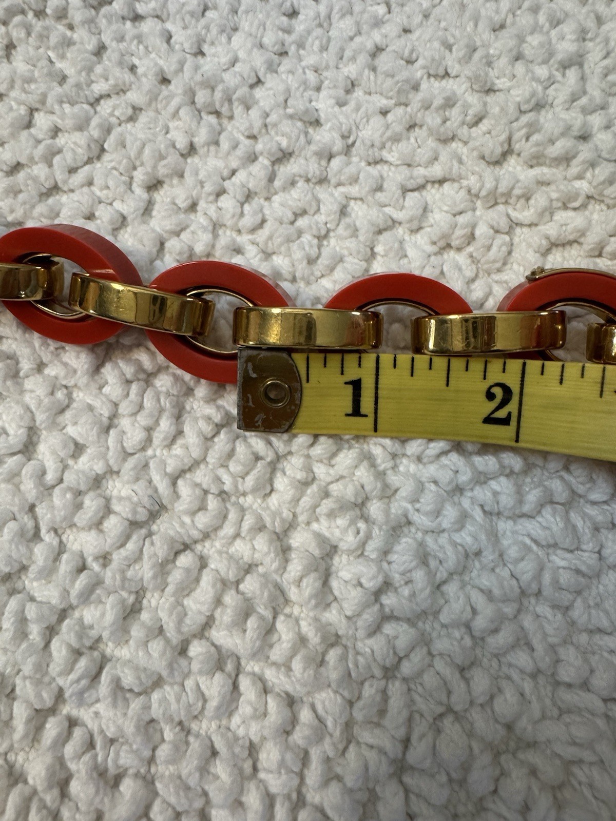 Vintage 1980″s Henri Bendel Chain Link Choker Necklace red lucite and gold plate