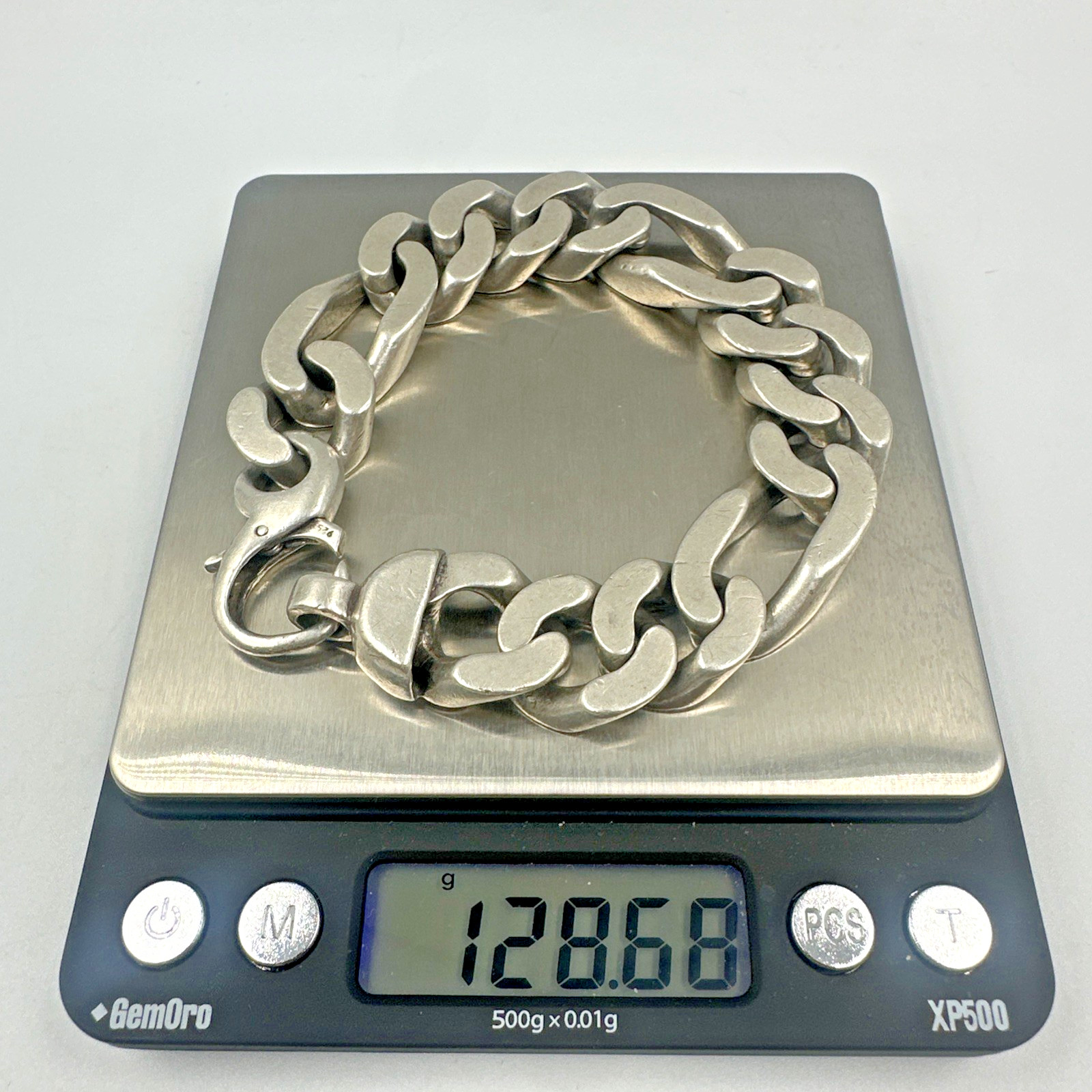Extraordinary Huge 128g Sterling Silver Figaro Chain Bracelet 16mm 9” Mens Vtg