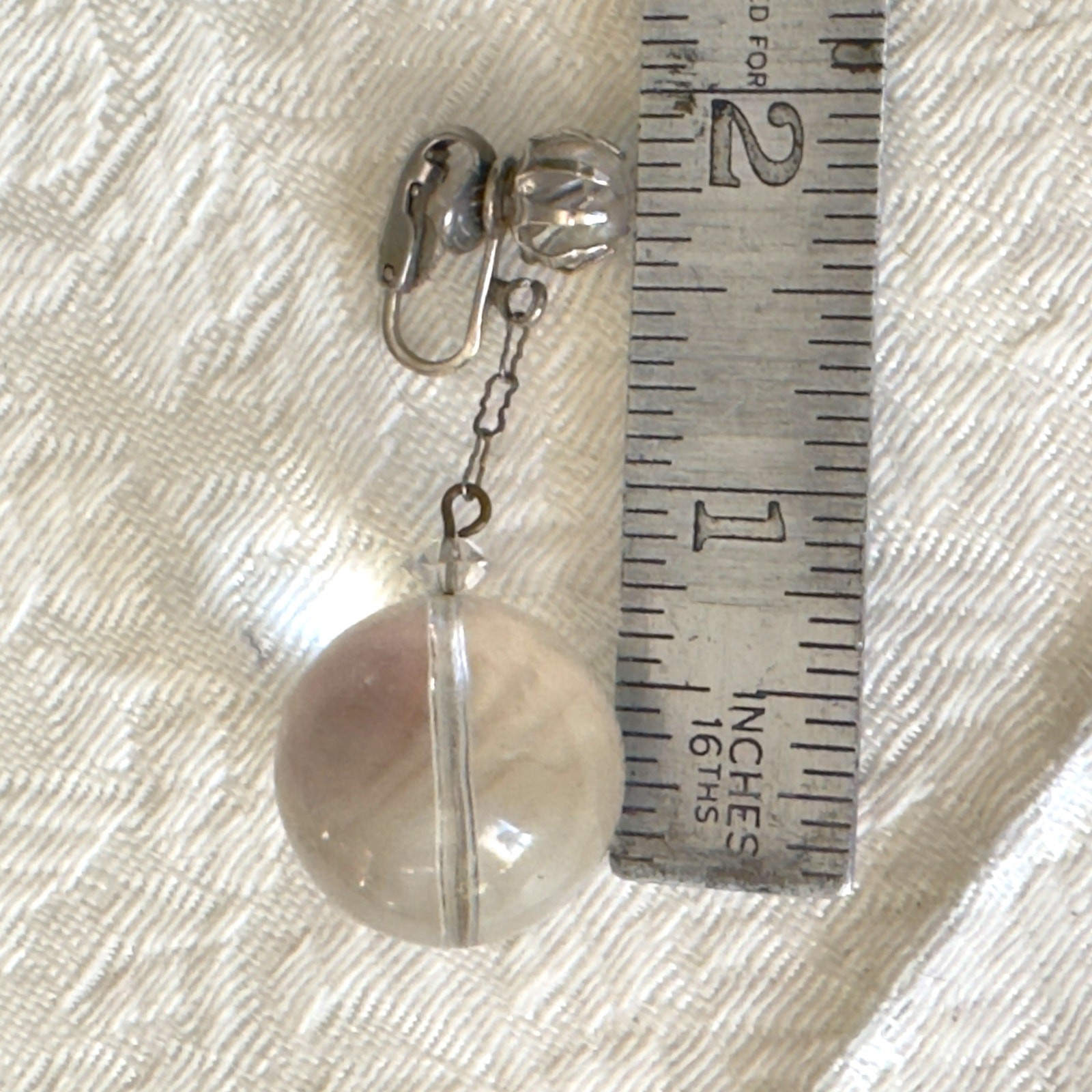 Antique Pools of Light Clip On Rock Crystal Ball Vintage Deco Swing Earrings