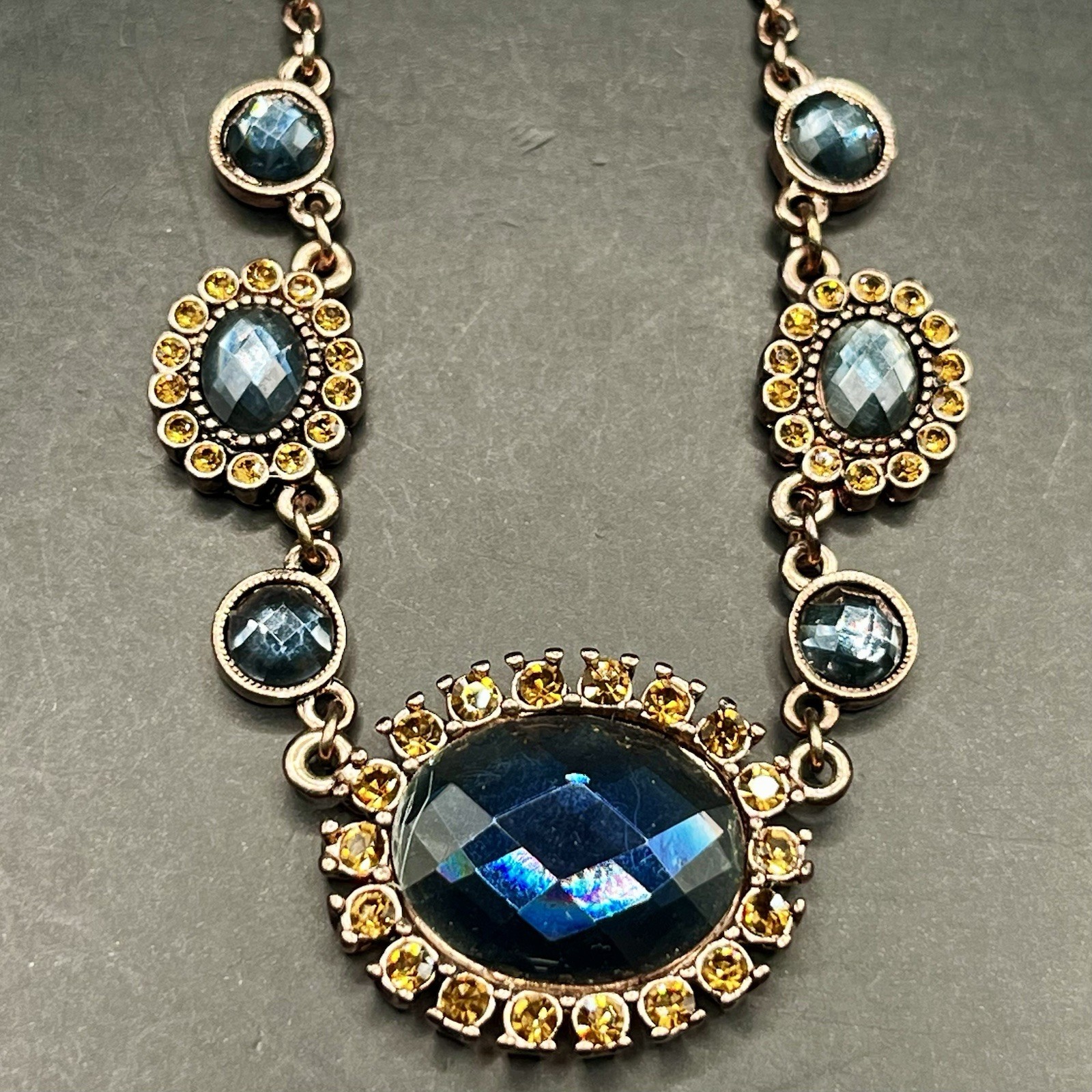 2028 By 1928 Brand Rhinestone Flower Copper Tone Necklace 15-18” ***READ NOTES