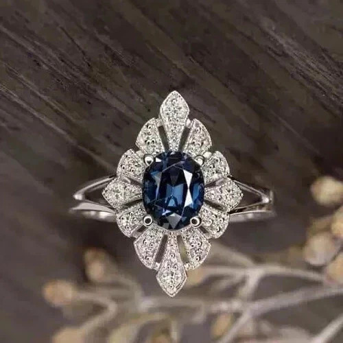 2Ct Art Deco Style Lab Created Diamond Wedding Engagement 14K White Gold FN Ring