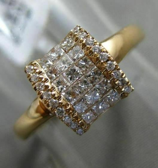 ESTATE .38CT DIAMOND 18K ROSE GOLD 3D SQUARE ROUND & PRINCESS INVISIBLE FUN RING