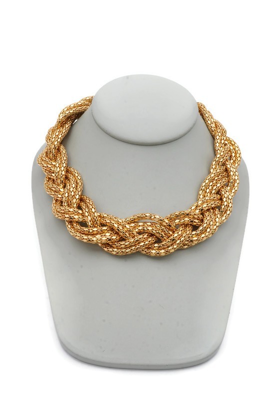 Vintage Necklace Gold Tone Braided Mesh 19″