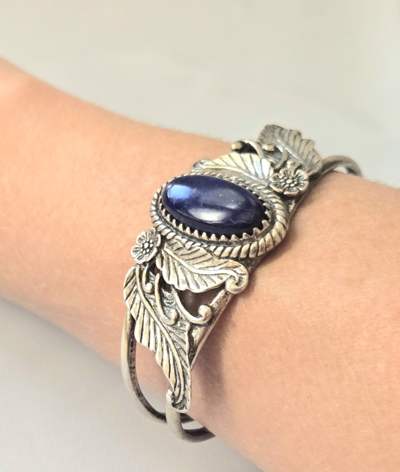 Relios Pollack 925 Sterling Silver Lapis Lazuli Cuff Bracelet 2.5″ – 33.67 Grams