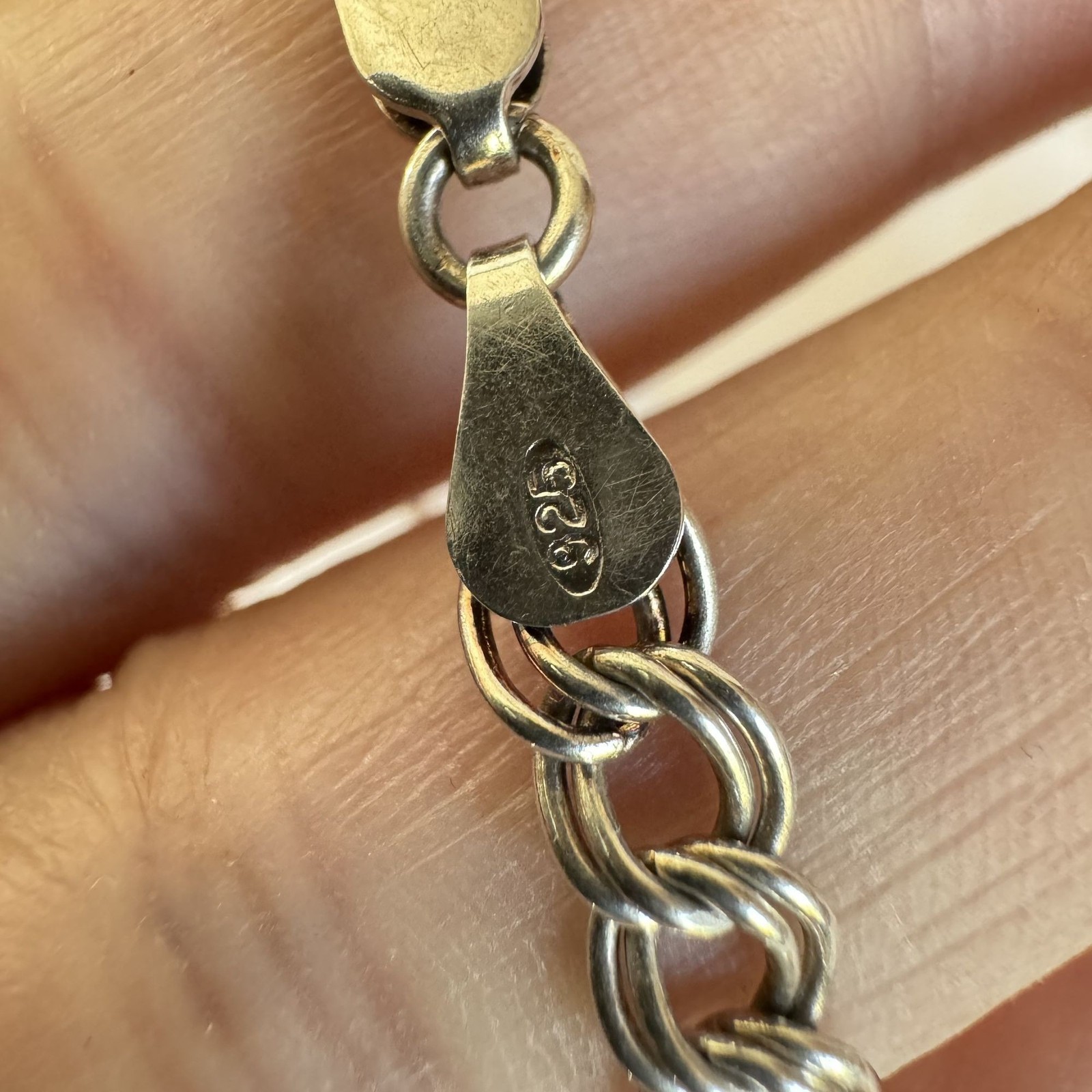 Double Link Charm Bracelet Lobster Claw Clasp VTG 925 Sterling Silver 8” Length
