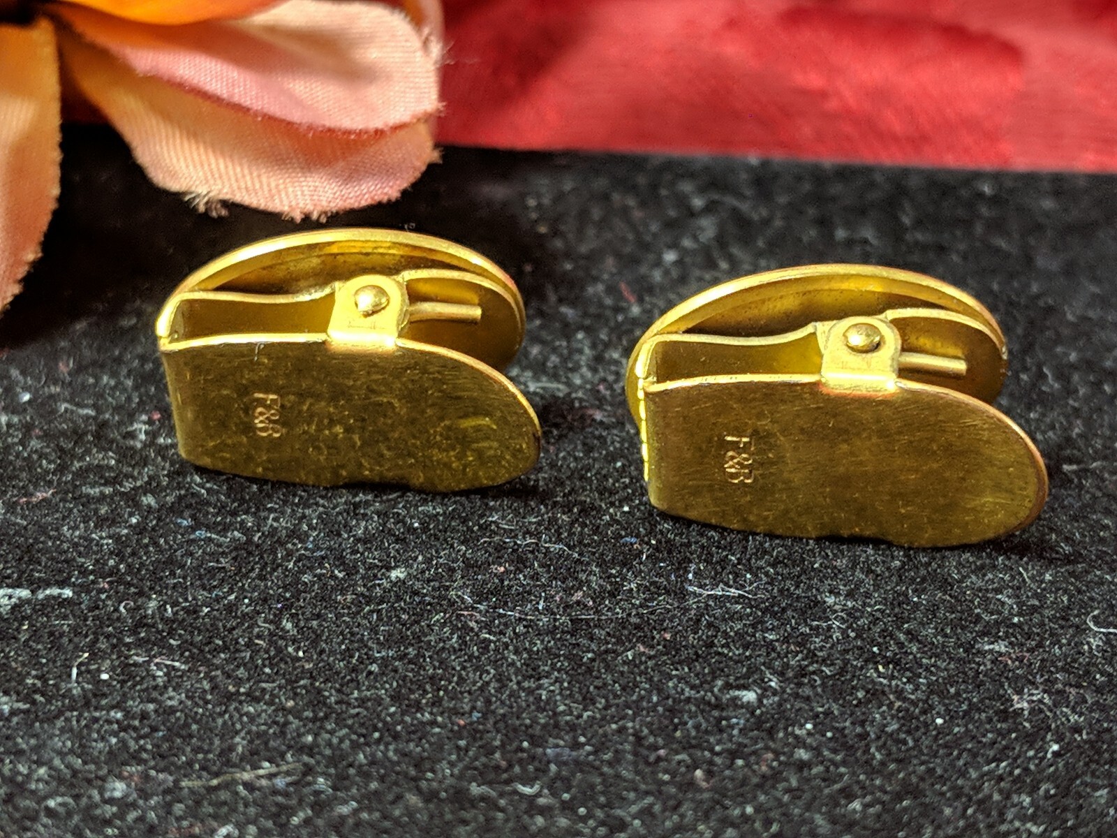Antique Foster Bailey F & B Tie Clip Estate Engraved Initial Cuff Links Insignia