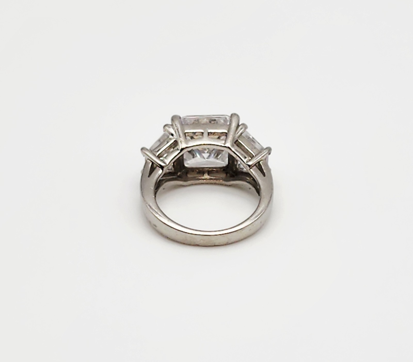 Vintage Sterling Silver Princess &Trillion Cut CZ Statment Ring Size 5