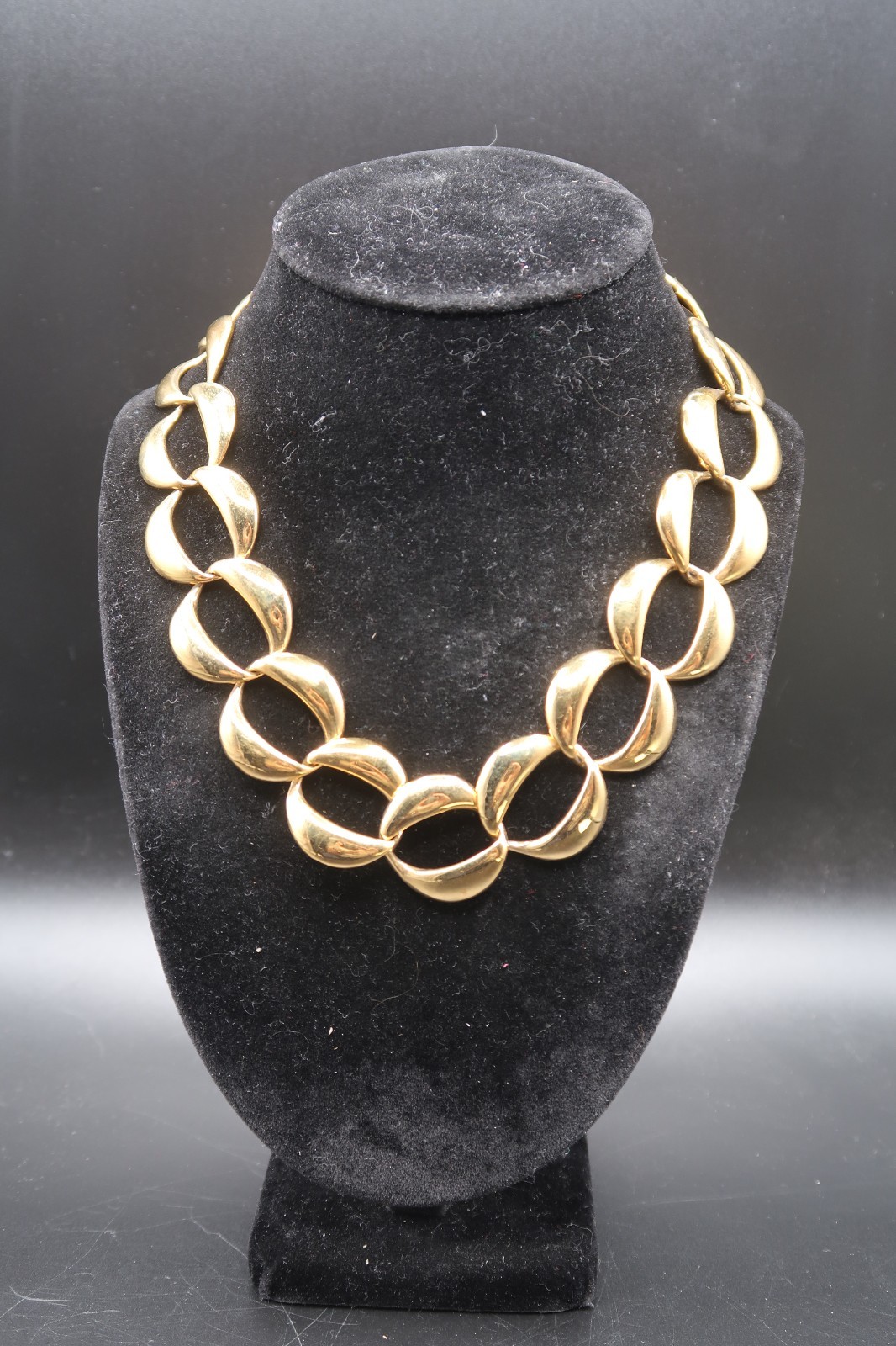 Vintage Napier Chunky Gold Tone Wide Articulated Link Necklace Jewelry