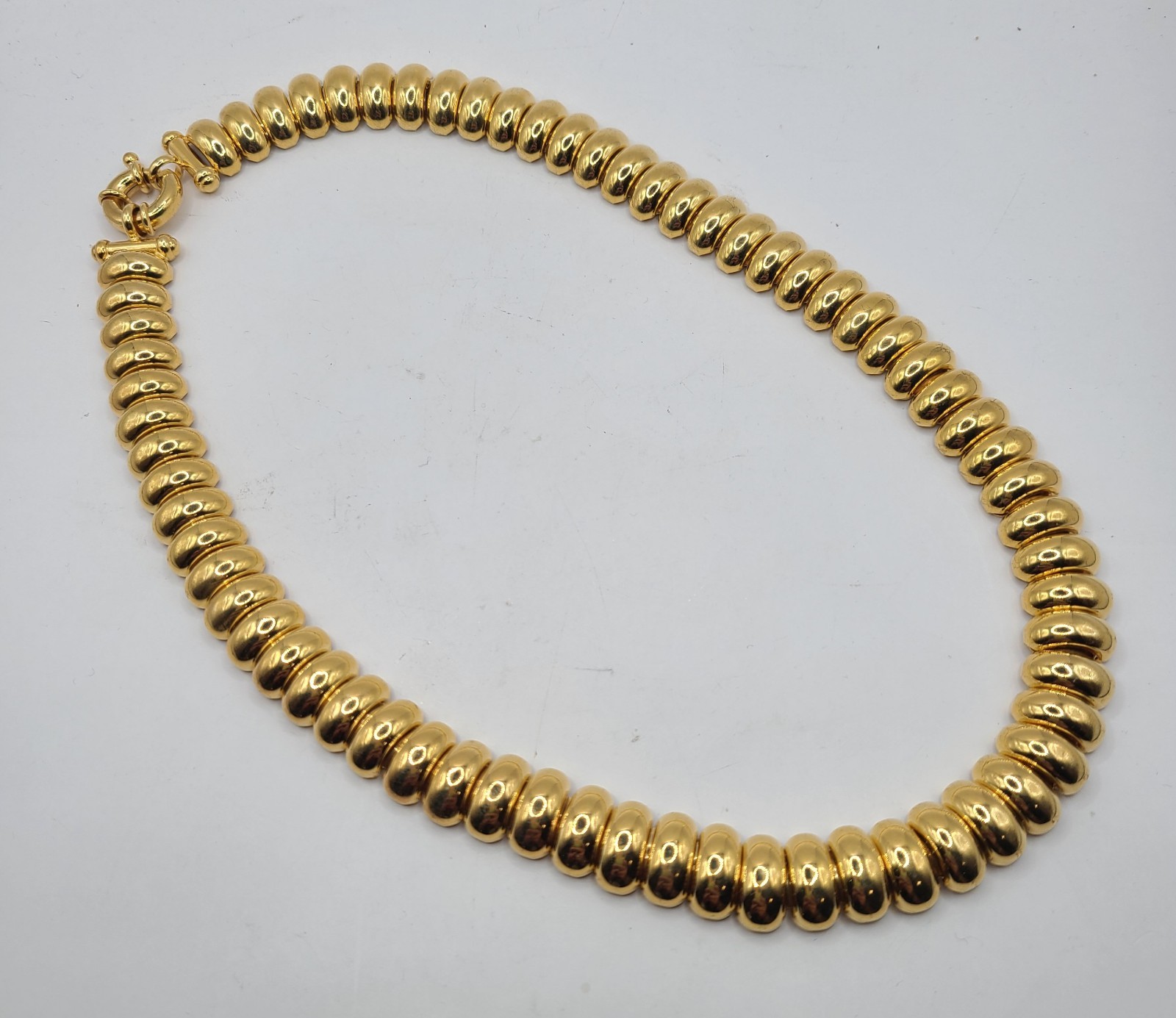 Vtg Goldtone Avon SD Rounded Links Articulated Slinky 18″ Necklace Signed