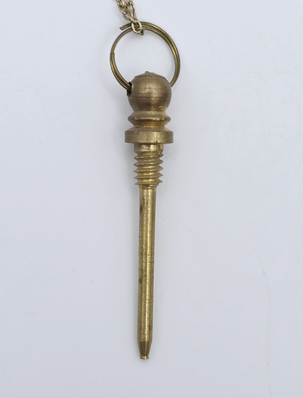 Antique Horn Snuff Bottle Pendant Necklace Brass Perfume Vial Dauber Wand 18″