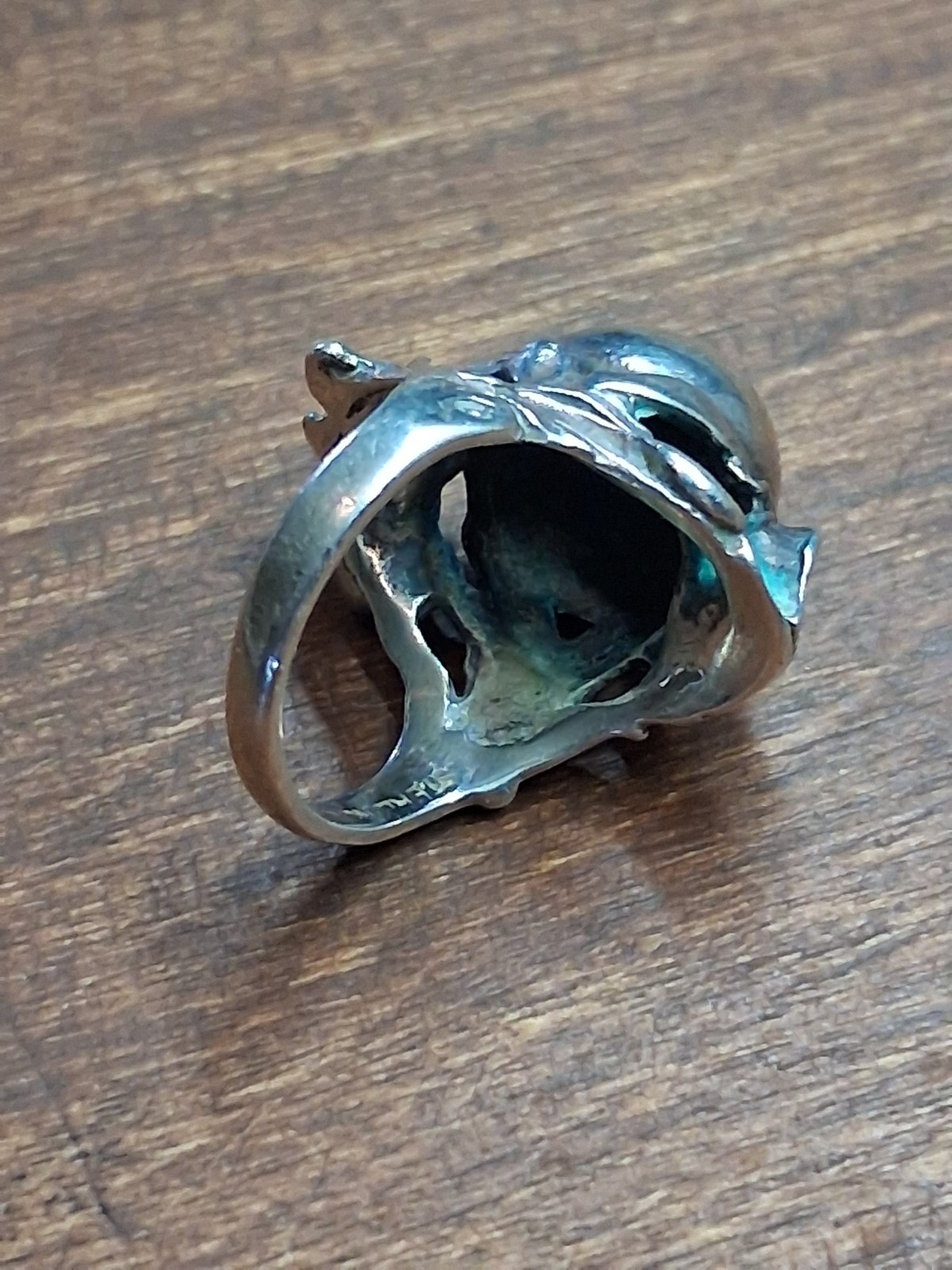 Vtg Sterling Silver Jens Petersen Art Nouveau Poppy Flower Perfume Orb Ring 2.75