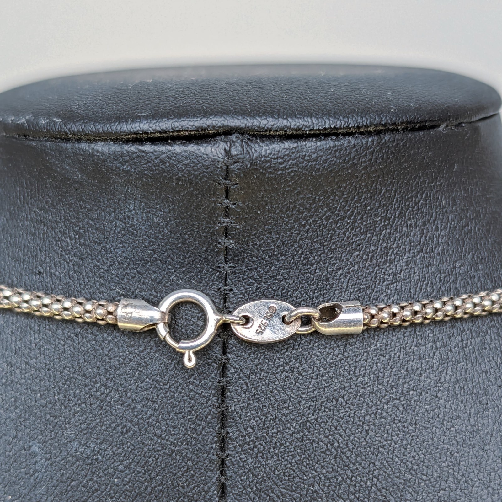 ATI Mexico 925 Sterling Silver Retro Domed Pendant Necklace+Popcorn Chain ✨