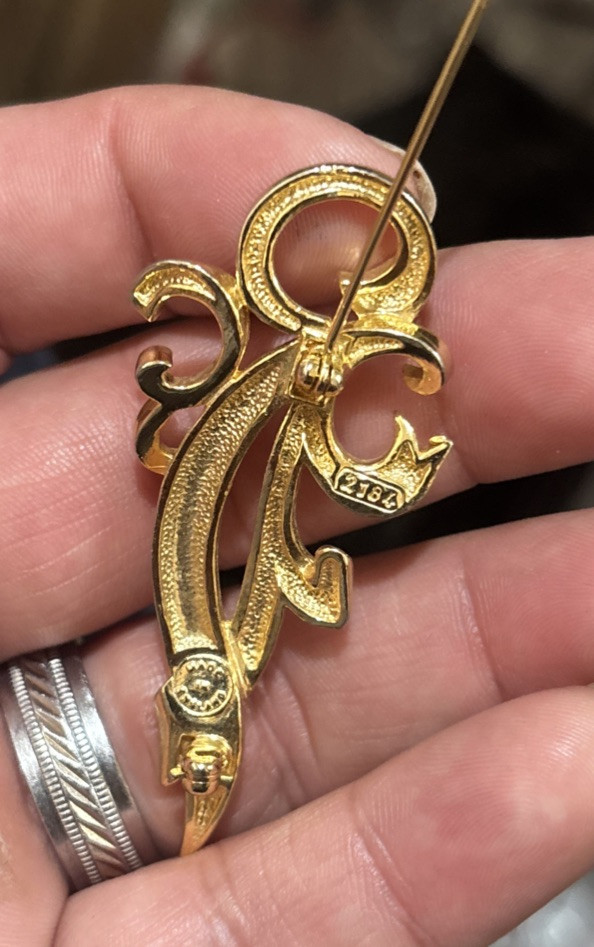 Vintage Gold Tone Made In England Pin Brooch Numbered