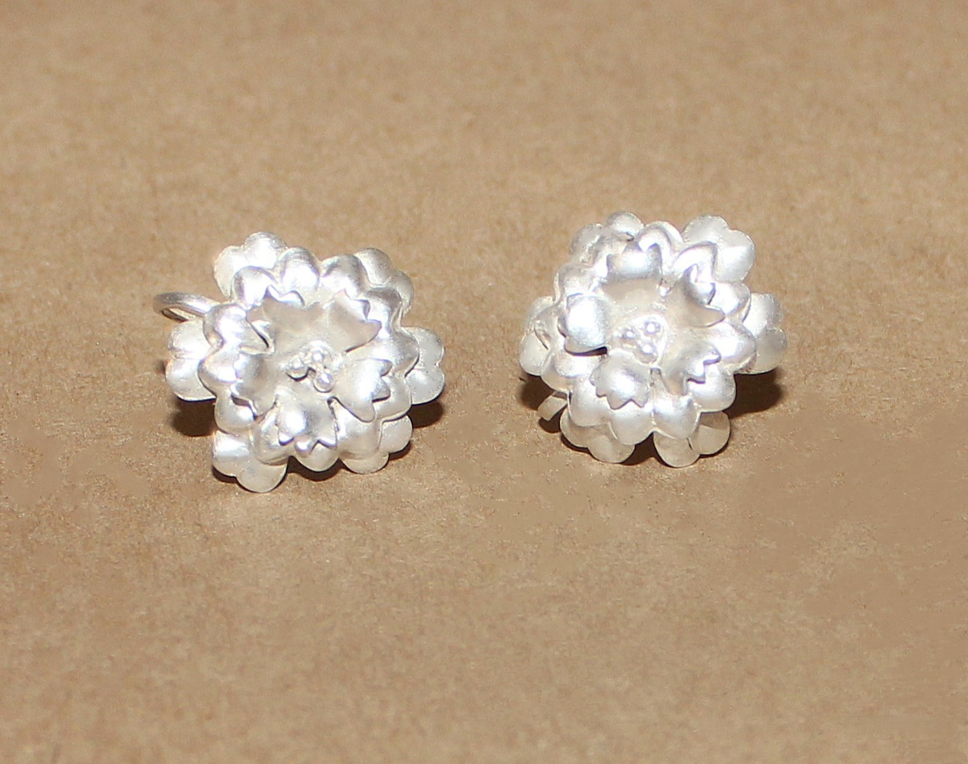 Vtg Sterling Silver Art Nouveau Floral Set Earrings clip-Bracelet 6.5″- Ring 5.5