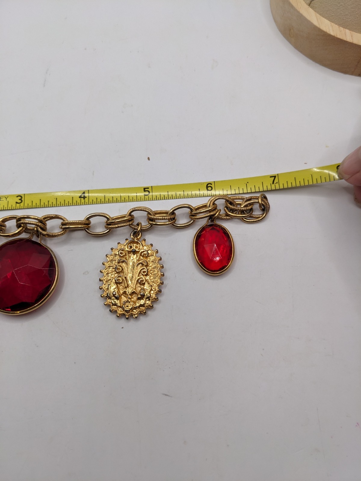 Vintage Jewlery Lot, Charm Bracelet, Brooches,Pin Gold Tone Red, Monet,Granland