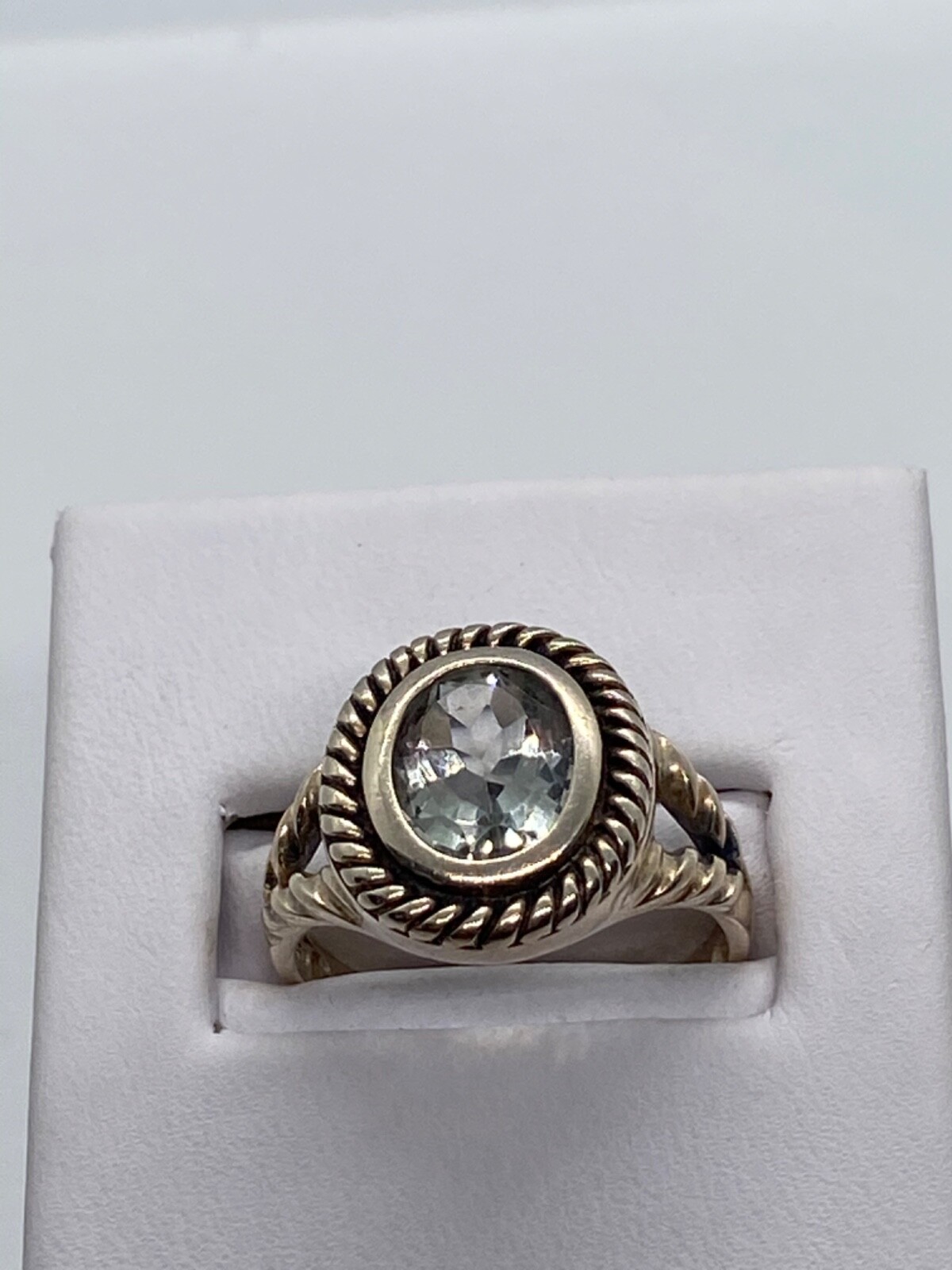 Stately Lt Green Peridot or Quartz Right Hand Ring, Sterling Silver