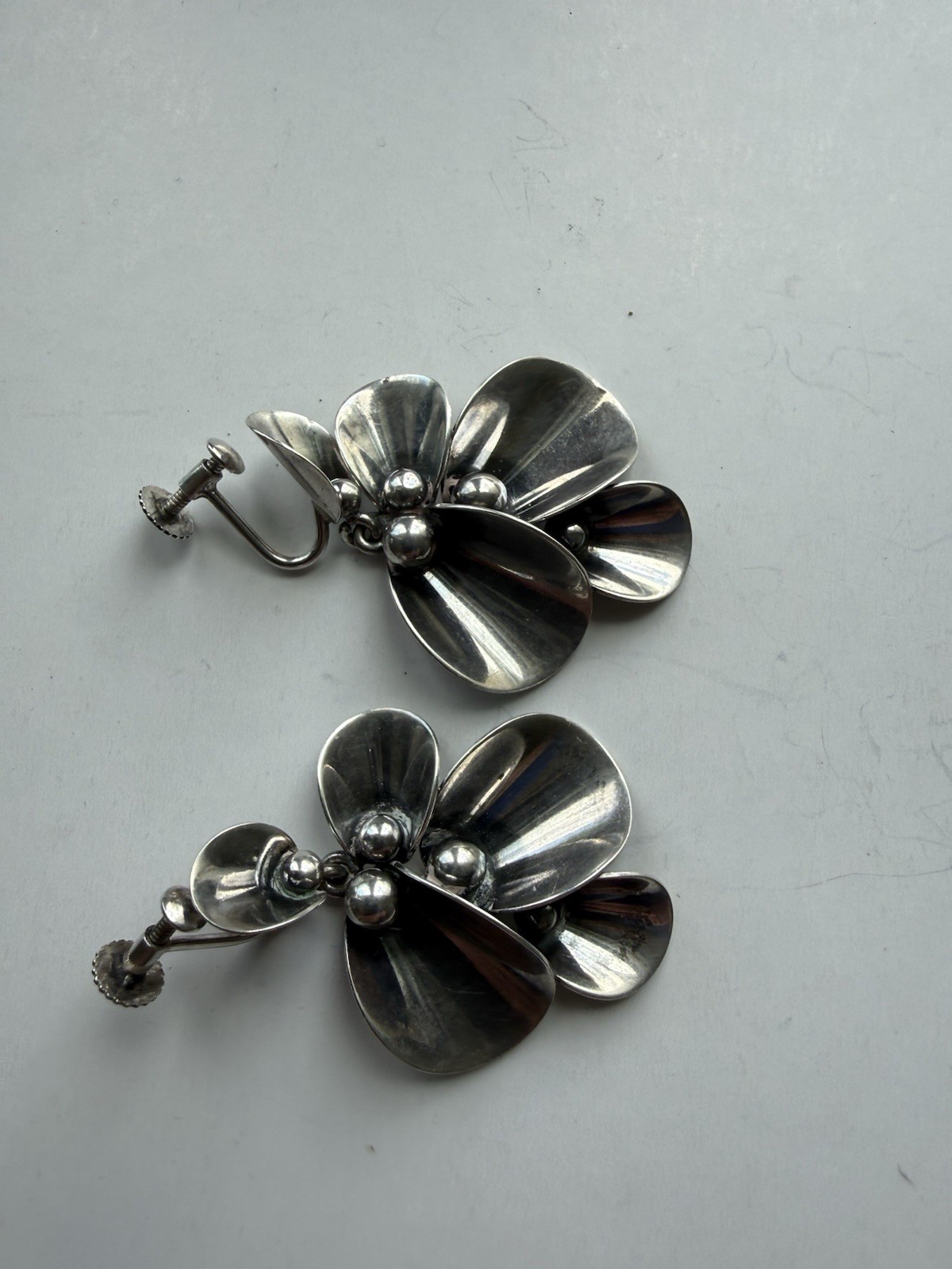 STERLING SILVER N.E. FROM DENMARK EARRINGS SIGNED SCREWBACK VINTAGE