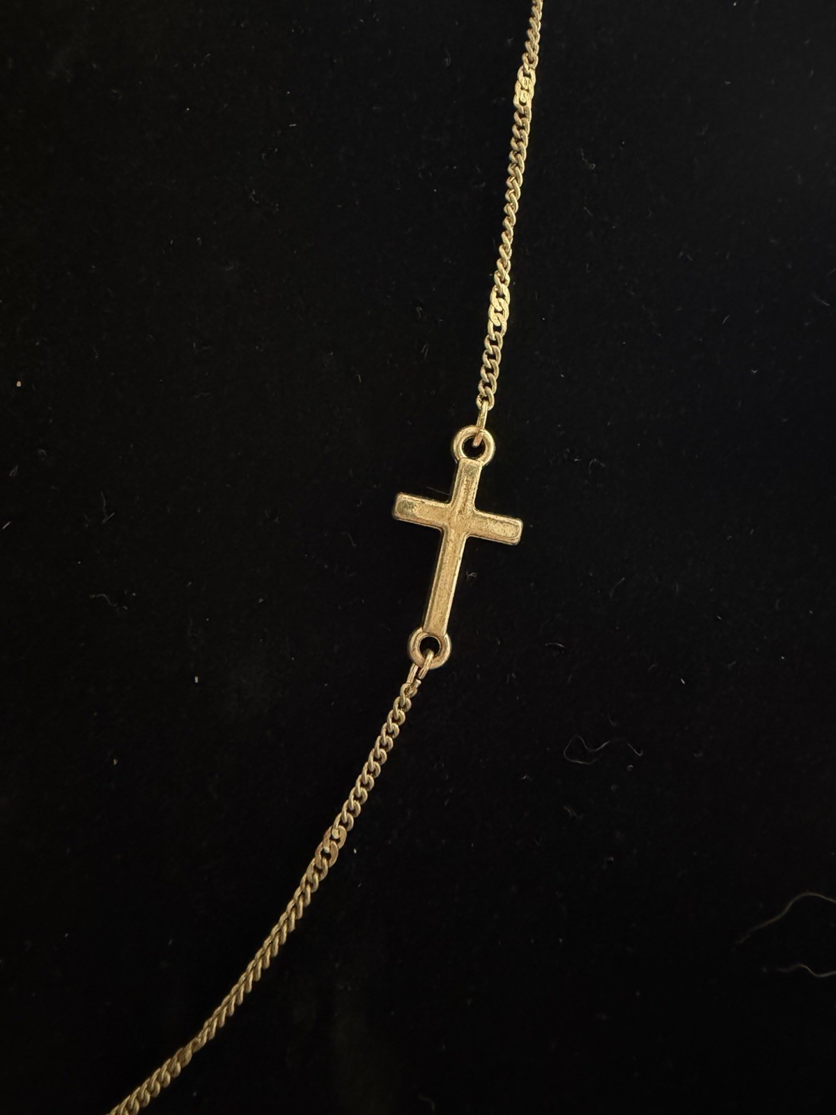 Vintage Gold Tone Station Cross Necklace 16” Layering Christian Faith Necklace