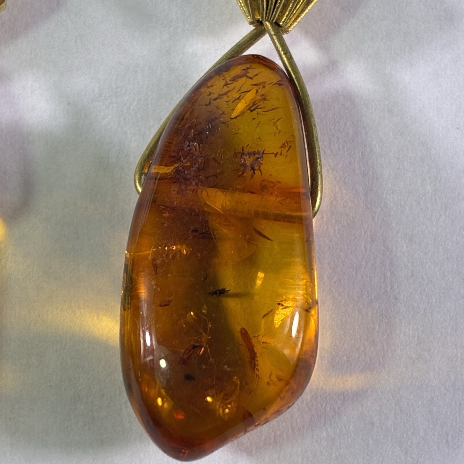 14K Gold Genuine Baltic Honey Amber Yellow Dangle Drop Earrings Art Deco