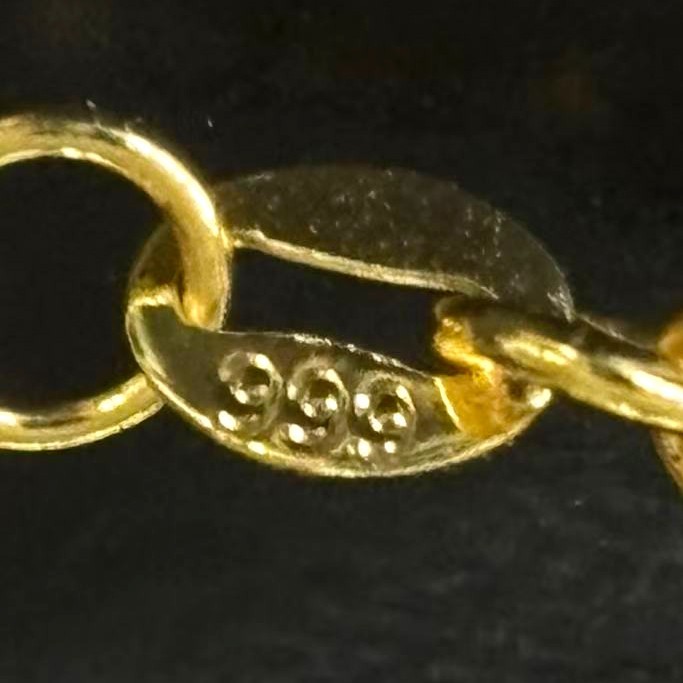 VTG Gold-plated (NOT SURE) Hollowed-out Heart Pendant Necklace, marked ‘999’