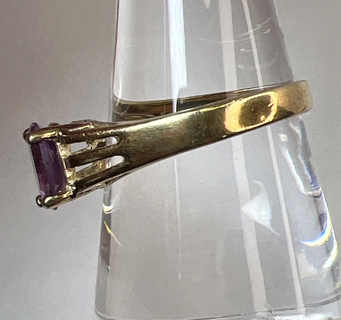 Gold Vermeil Sterling Silver Purple Sapphire Ring Size 8.25