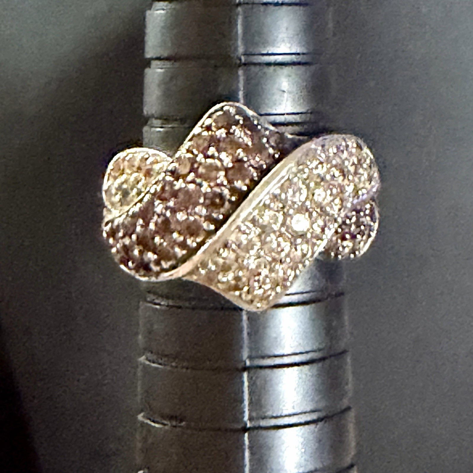 Stunning MEDA CZ Pave Sterling Silver Champagne Cocktail Ring Size 7.5 5g