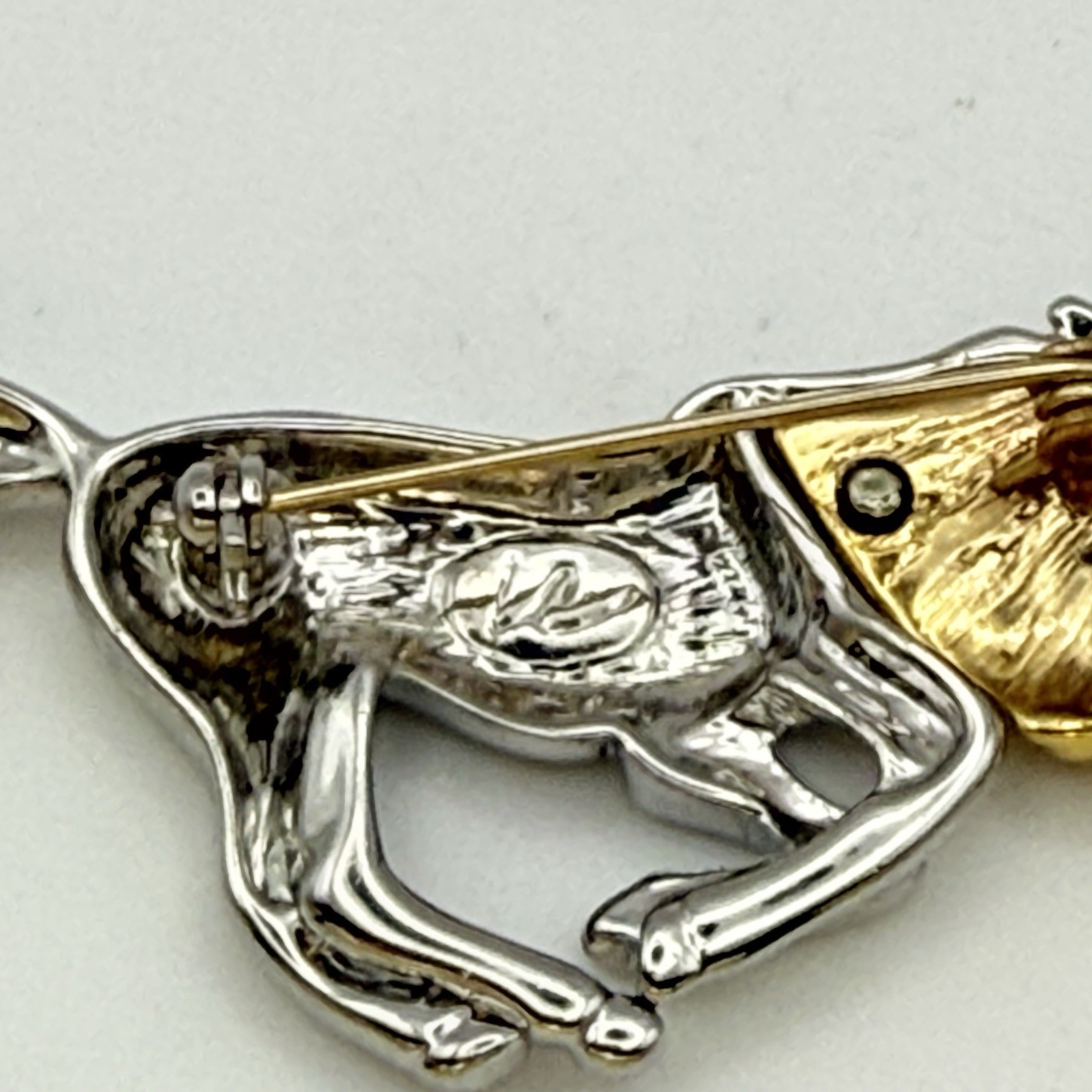 Liz Claiborne LC Running Horses Brooch Gold Silver Two Tone Horse 2.75″