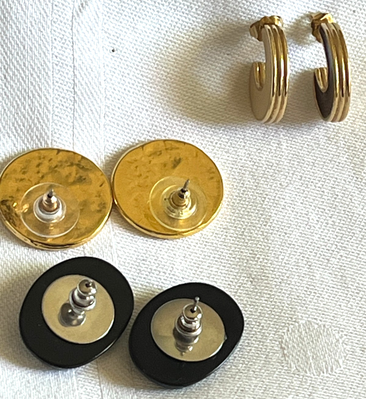 Vintage Lot of 3 Pairs of Earrings, Pierced Ears, Different Styles and Colors