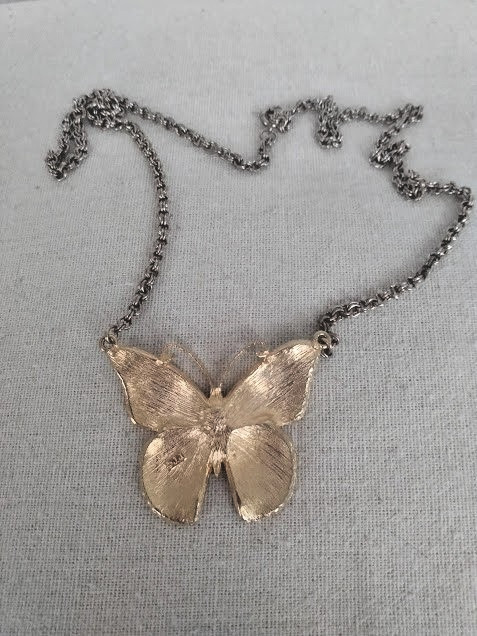 Vintage JJ Signed Colorful Metal Enamel Finish Butterfly Necklace
