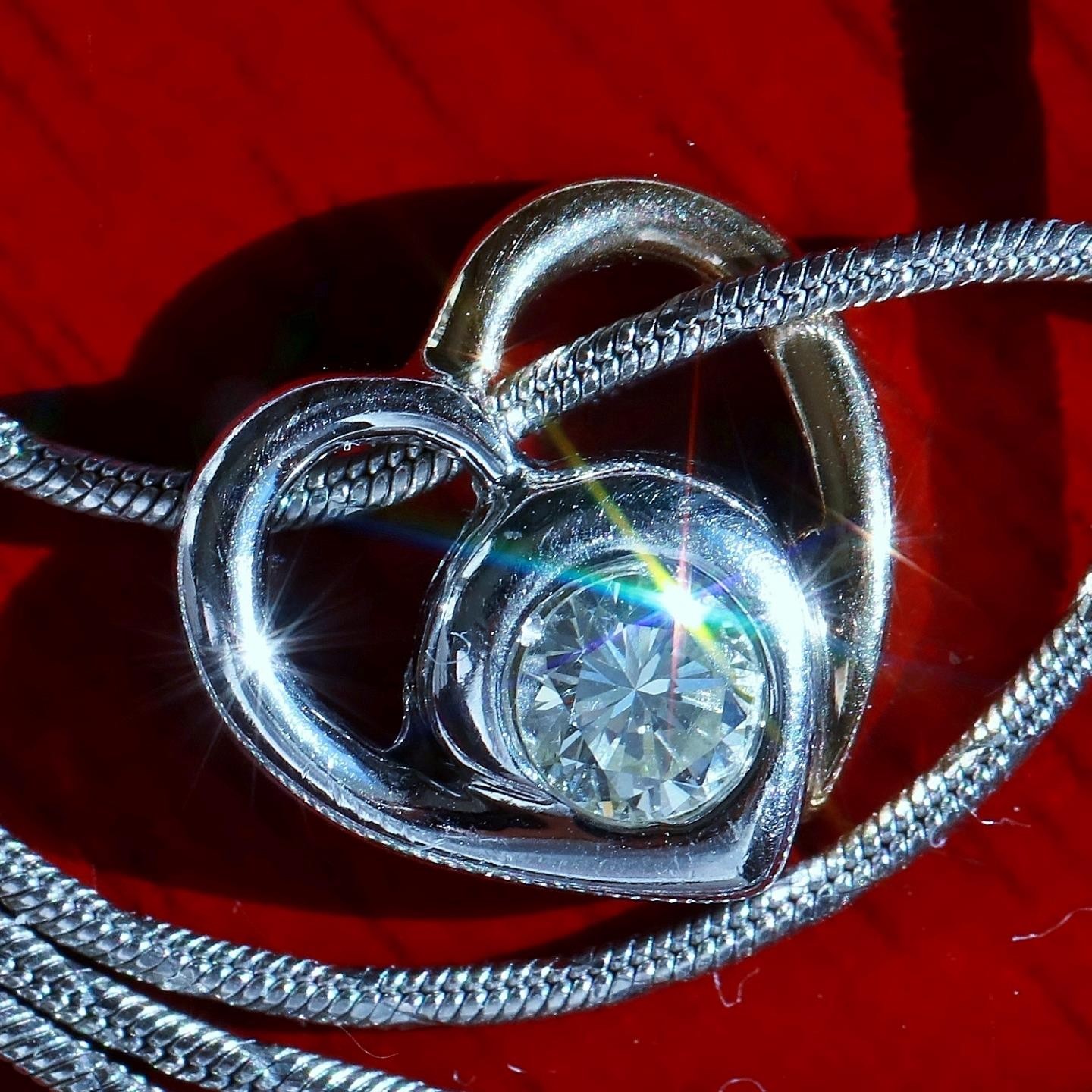 14k multi tone gold pendant 0.35ct natural diamond heart 18.0″ necklace 5.38gr