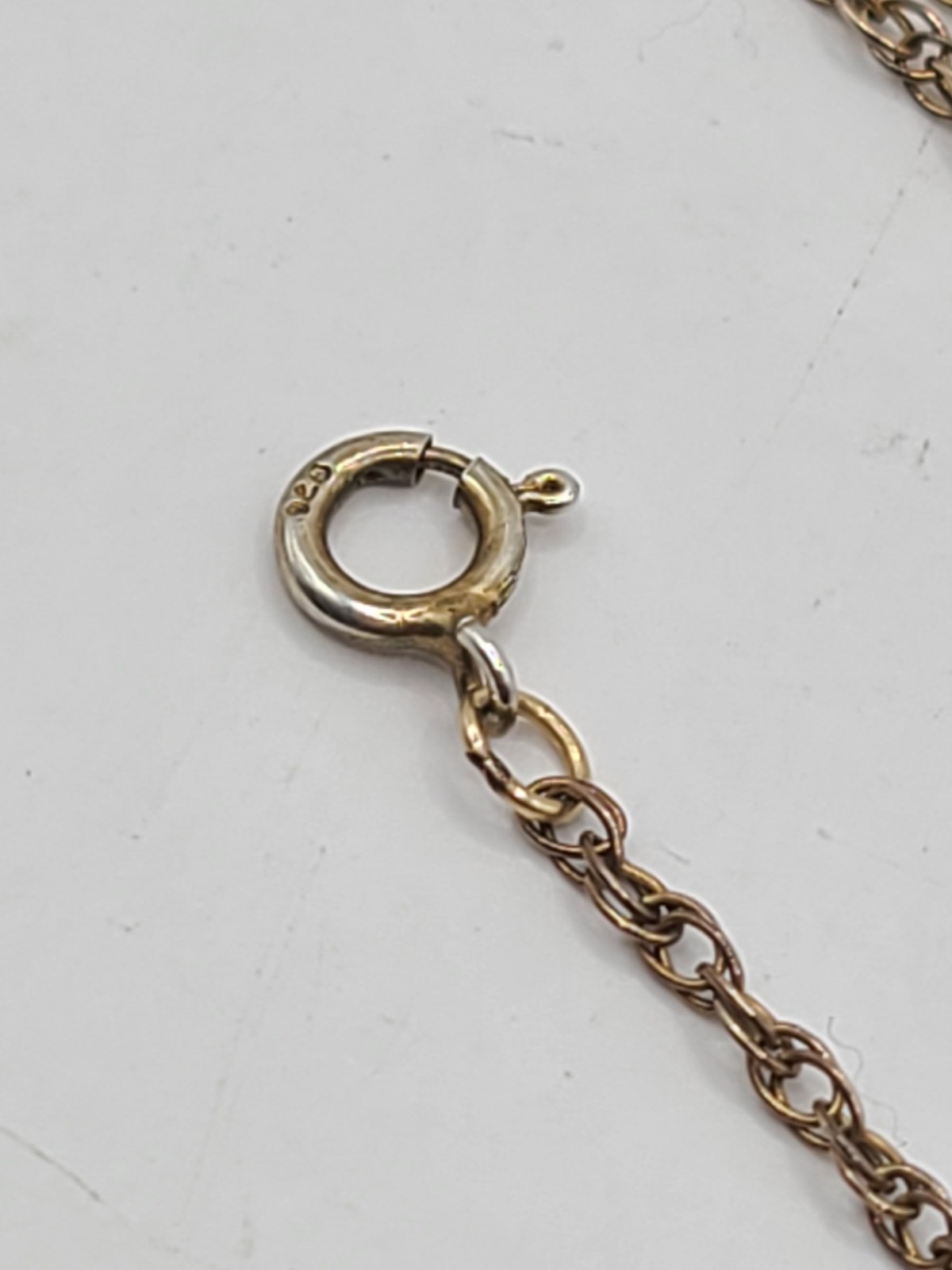 Vintage Gold Plated Jade Oval 3/4″ Charm 18″ Necklace Clasp Marked 925