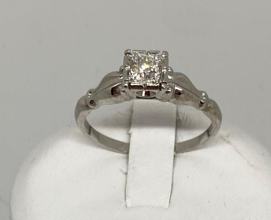 Vintage Platinum apx .20 ct Old European Cut Diamond SINC circa 1930 sz 7.5 #R61