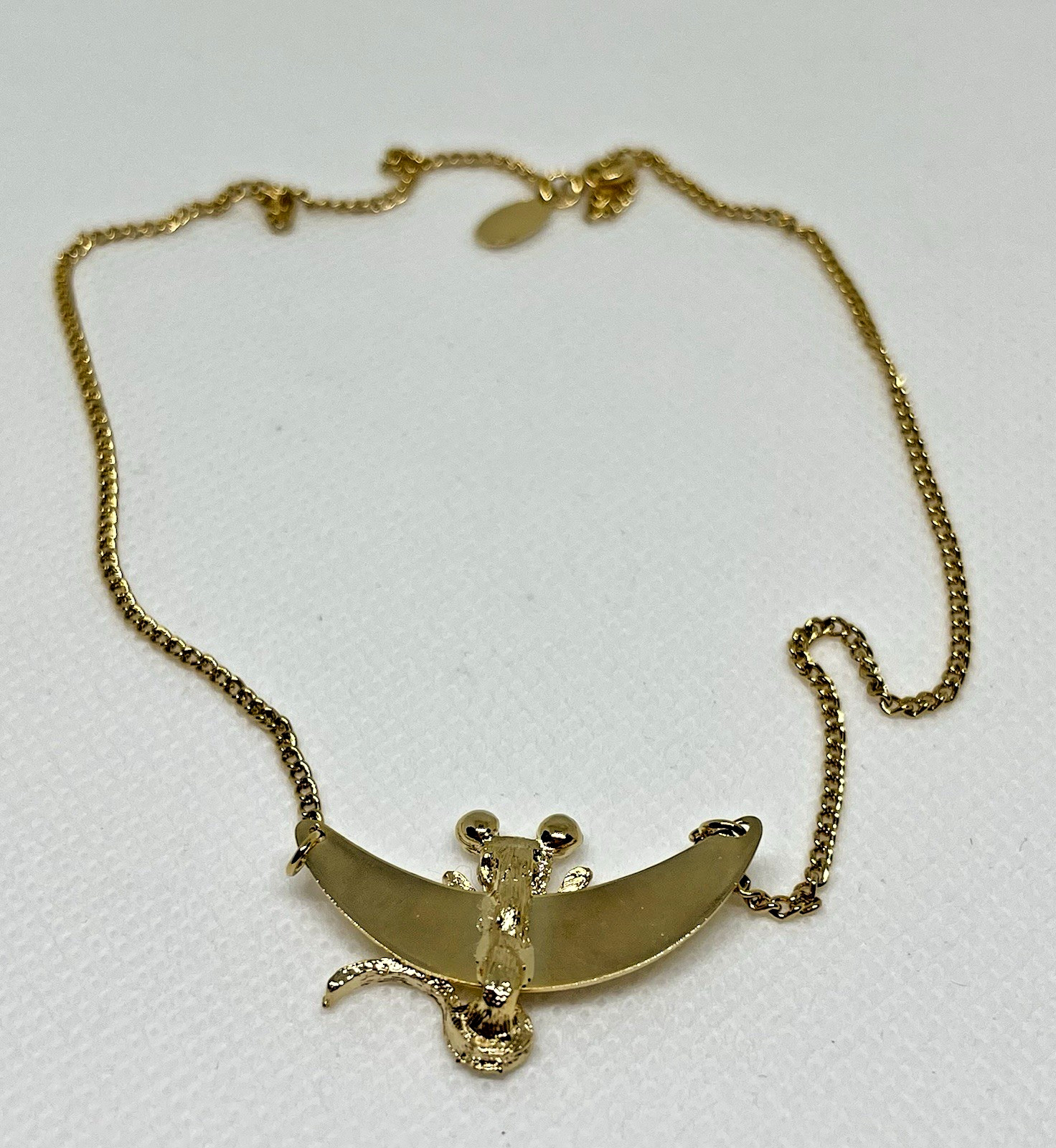 Vintage Signed Danielle Mouse Necklace Gold Tone Whimsical Jewelry