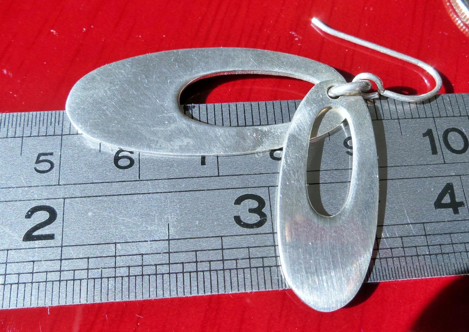 Dominique Dinouart 925 sterling silver earrings 2.0″ dangle layered drop 12.78gr