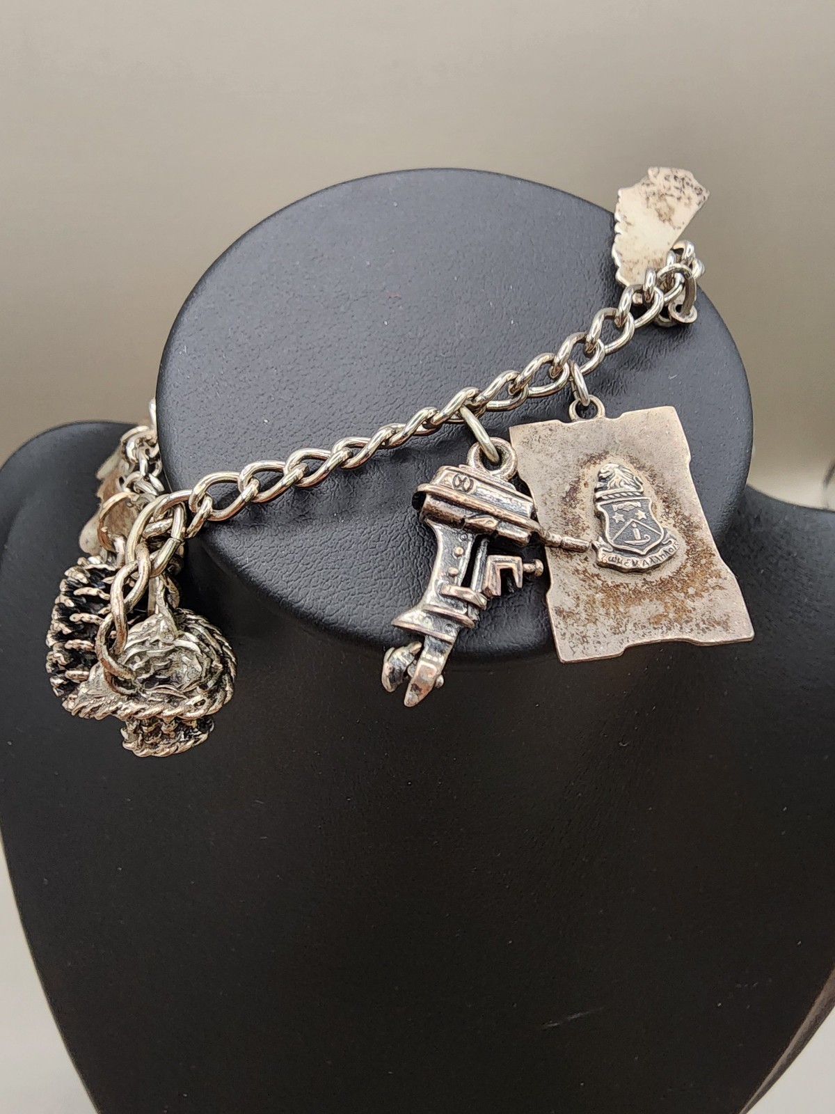 Vintage BEAU Sterling Silver Charm Bracelet 10 Charms Mechanical Theater 40g
