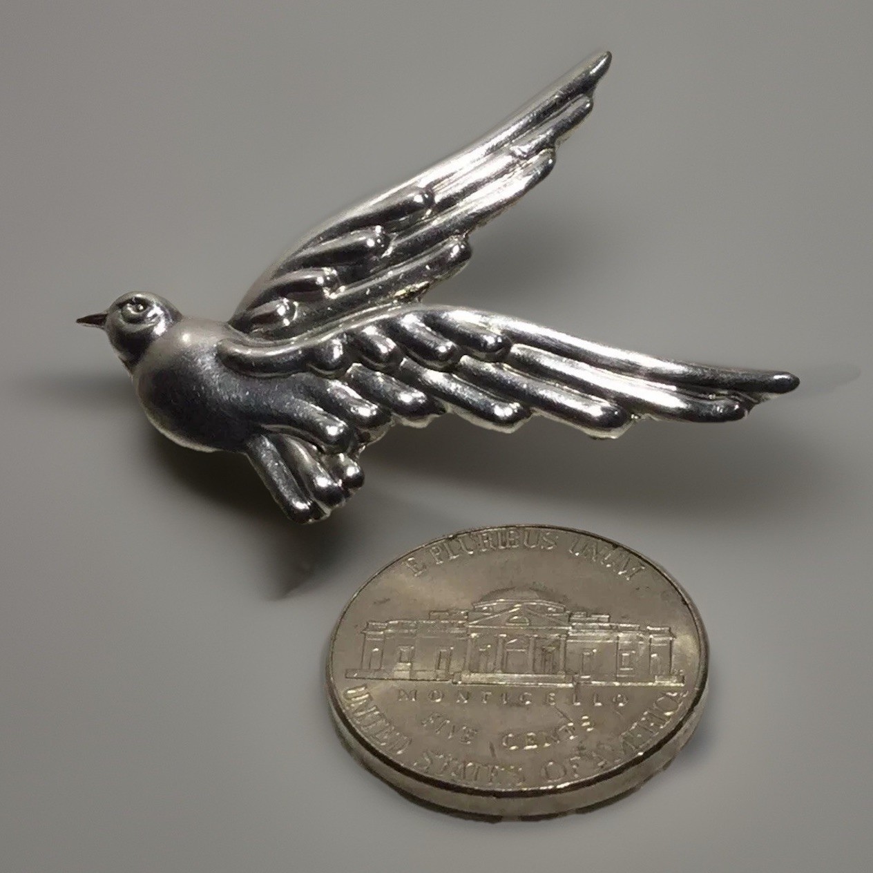Vtg Modernist LOS CASTILLO Handmade Taxco DOVE BIRD Brooch 925 Sterling 6.35g